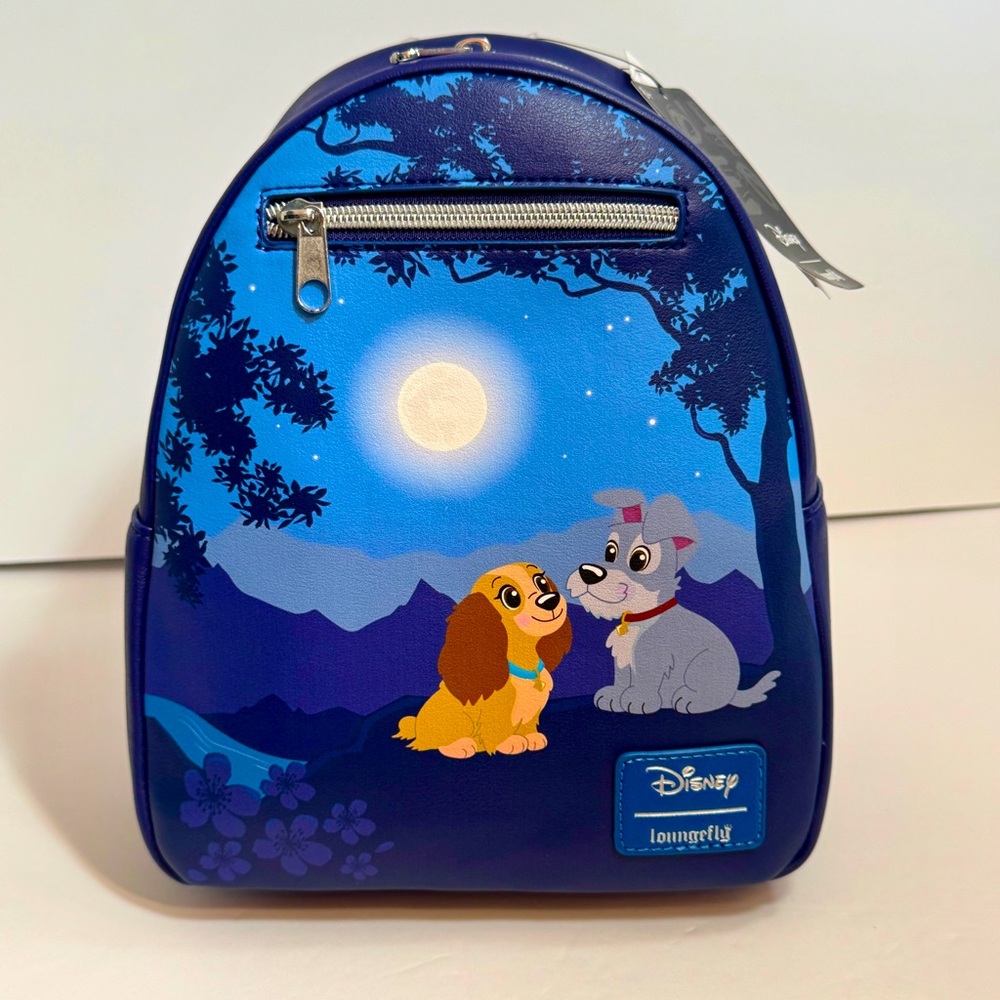 NWT. Loungefly Disney Lady and The Tramp Moonlight Stroll Mini Backpack.